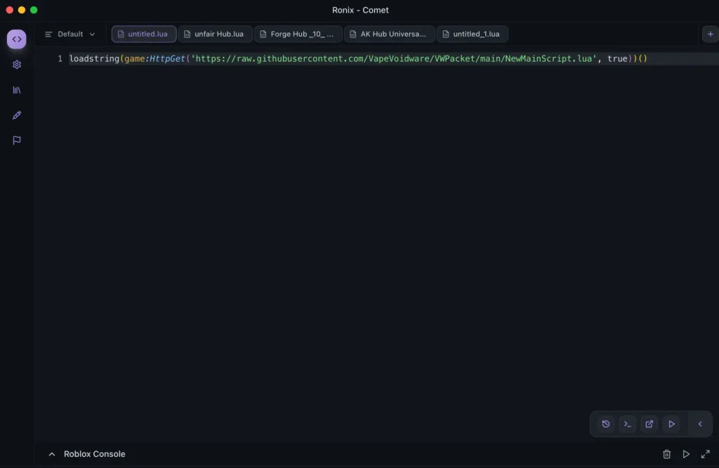 Ronix Executor running a Roblox script